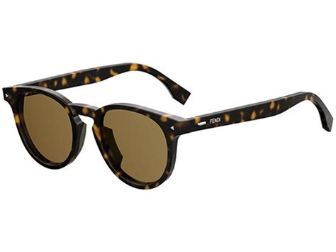 Fendi Men's FFM0001 Sunglasses, Havana/Brown, 49